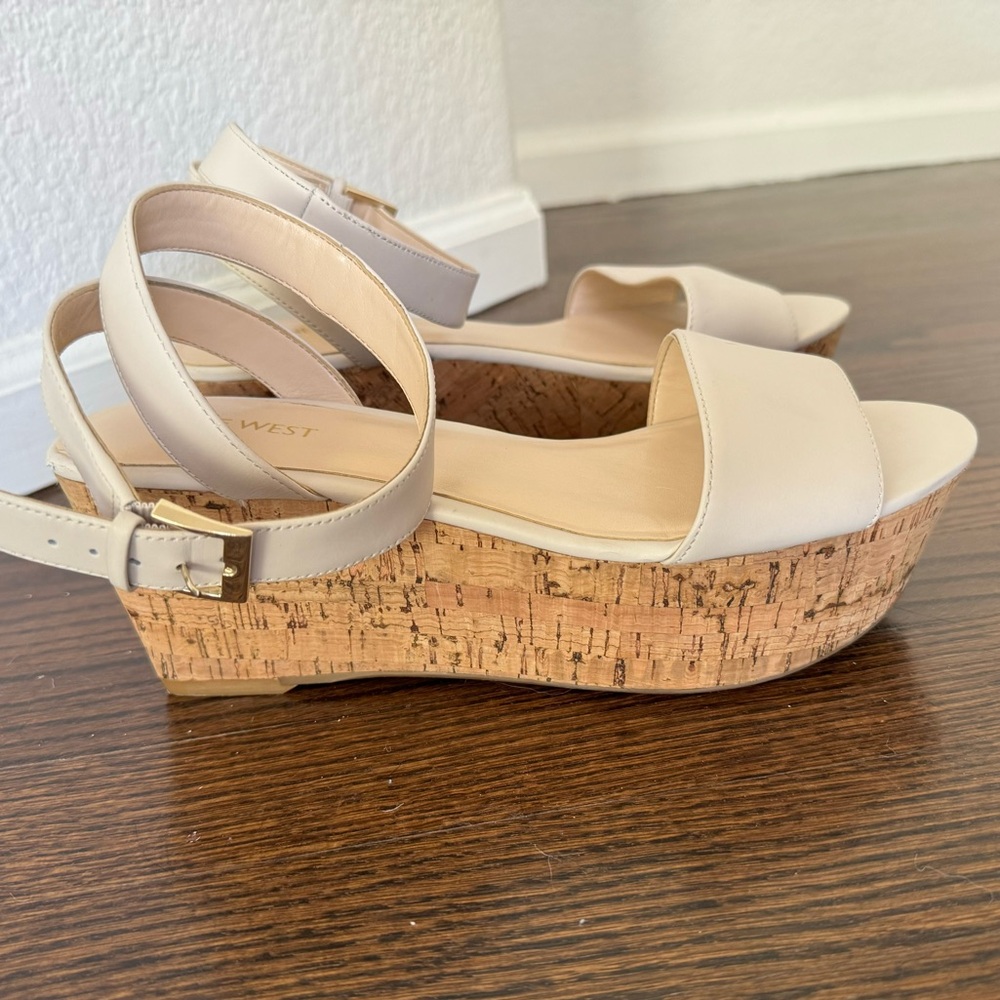 Like New: Nine West Platform Wedge wrap ankle single strap sandal